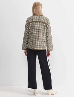 Pure Cotton Checked Quilted Relaxed Jacket