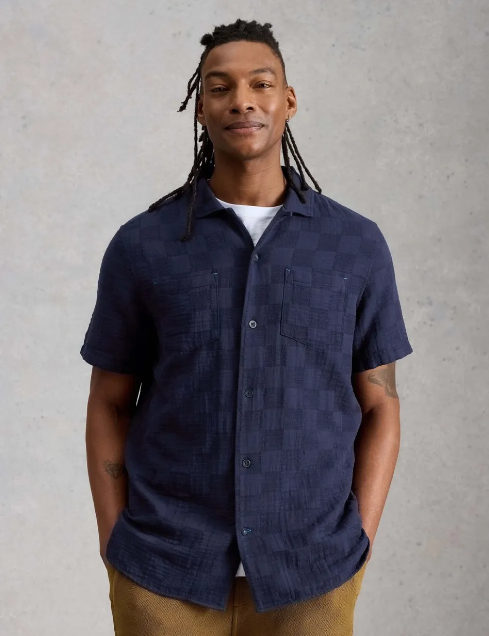 Pure Cotton Checked Short Sleeve Shirt