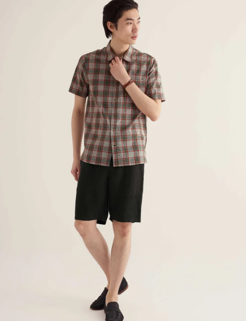 Pure Cotton Checked Short Sleeve Shirt