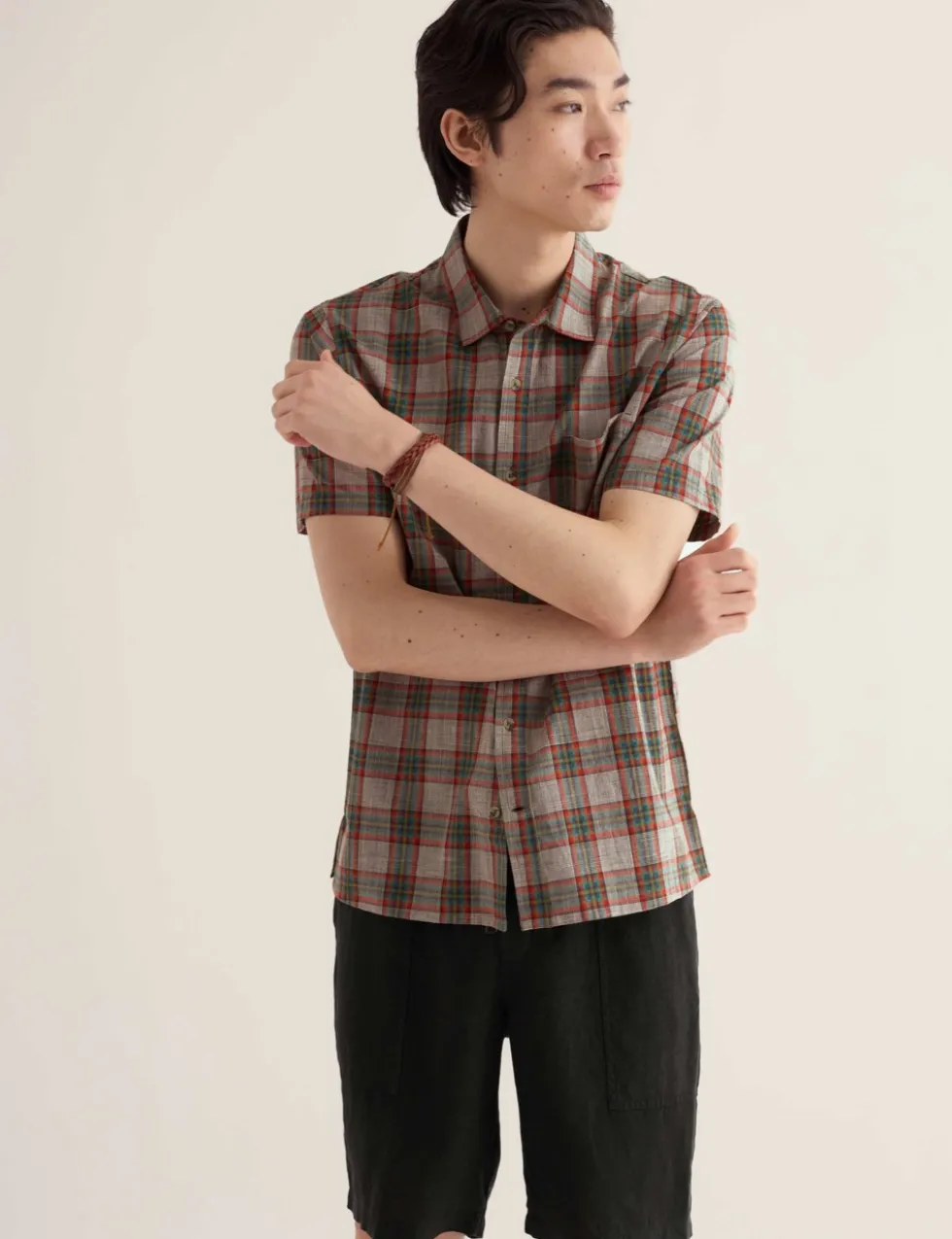 Pure Cotton Checked Short Sleeve Shirt
