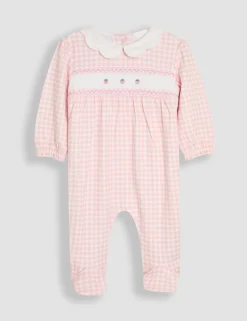 Pure Cotton Checked Strawberry Sleepsuit (0-12 Mths)