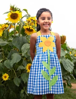 Pure Cotton Checked Sunflower Dress (1-10 Yrs)