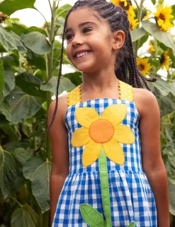 Pure Cotton Checked Sunflower Dress (1-10 Yrs)