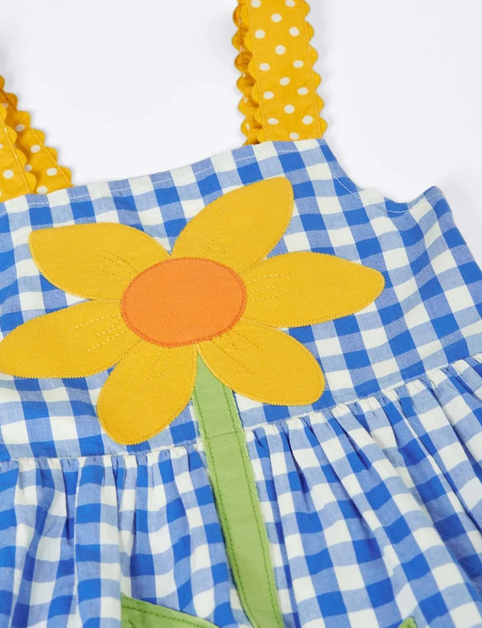 Pure Cotton Checked Sunflower Dress (1-10 Yrs)