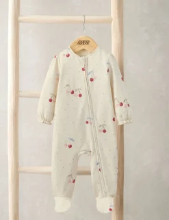 Pure Cotton Cherry Print Sleepsuit (7lbs-12 Mths)