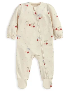 Pure Cotton Cherry Print Sleepsuit (7lbs-12 Mths)