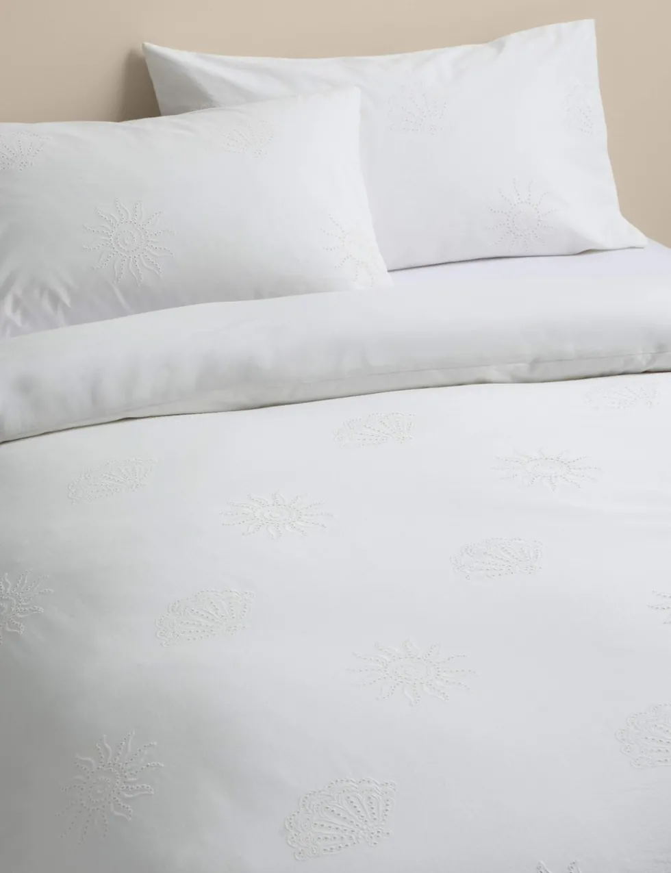 Pure Cotton Coastal Broderie Bedding Set