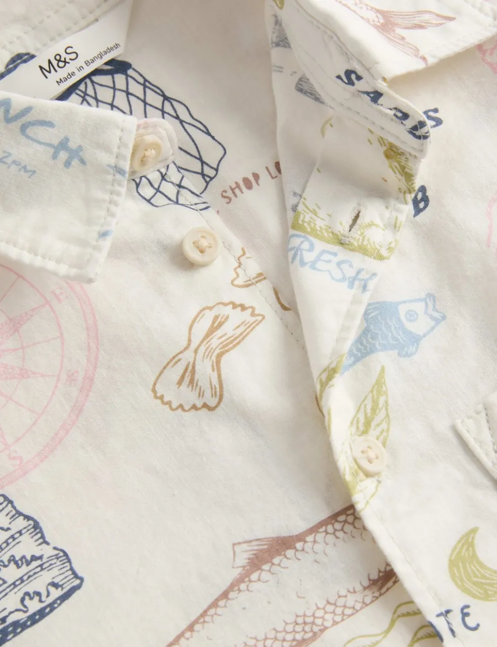 Pure Cotton Coastal Print Shirt (2-8 Yrs)