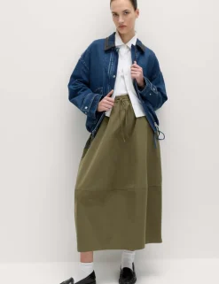 Pure Cotton Cocoon Shape Midi Skirt