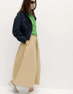 Pure Cotton Cocoon Shape Midi Skirt