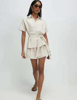 Pure Cotton Collared Belted Blouse