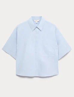 Pure Cotton Collared Boxy Shirt