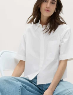 Pure Cotton Collared Boxy Shirt