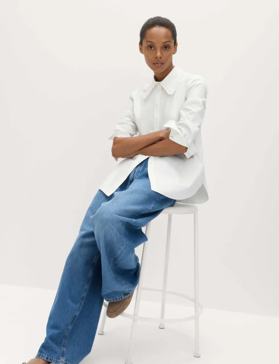 Pure Cotton Collared Frill Detail Shirt