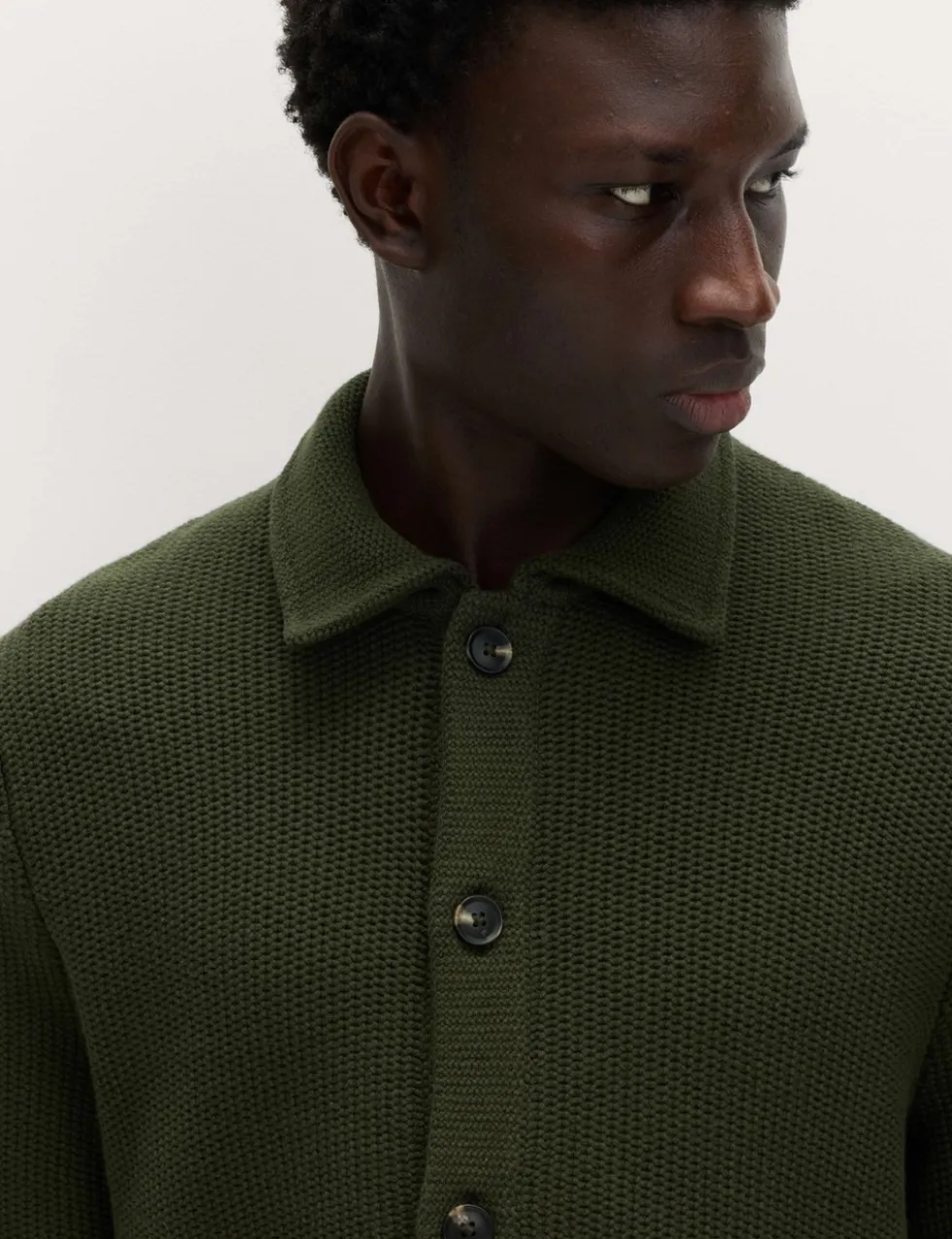 Pure Cotton Collared Knitted Jacket