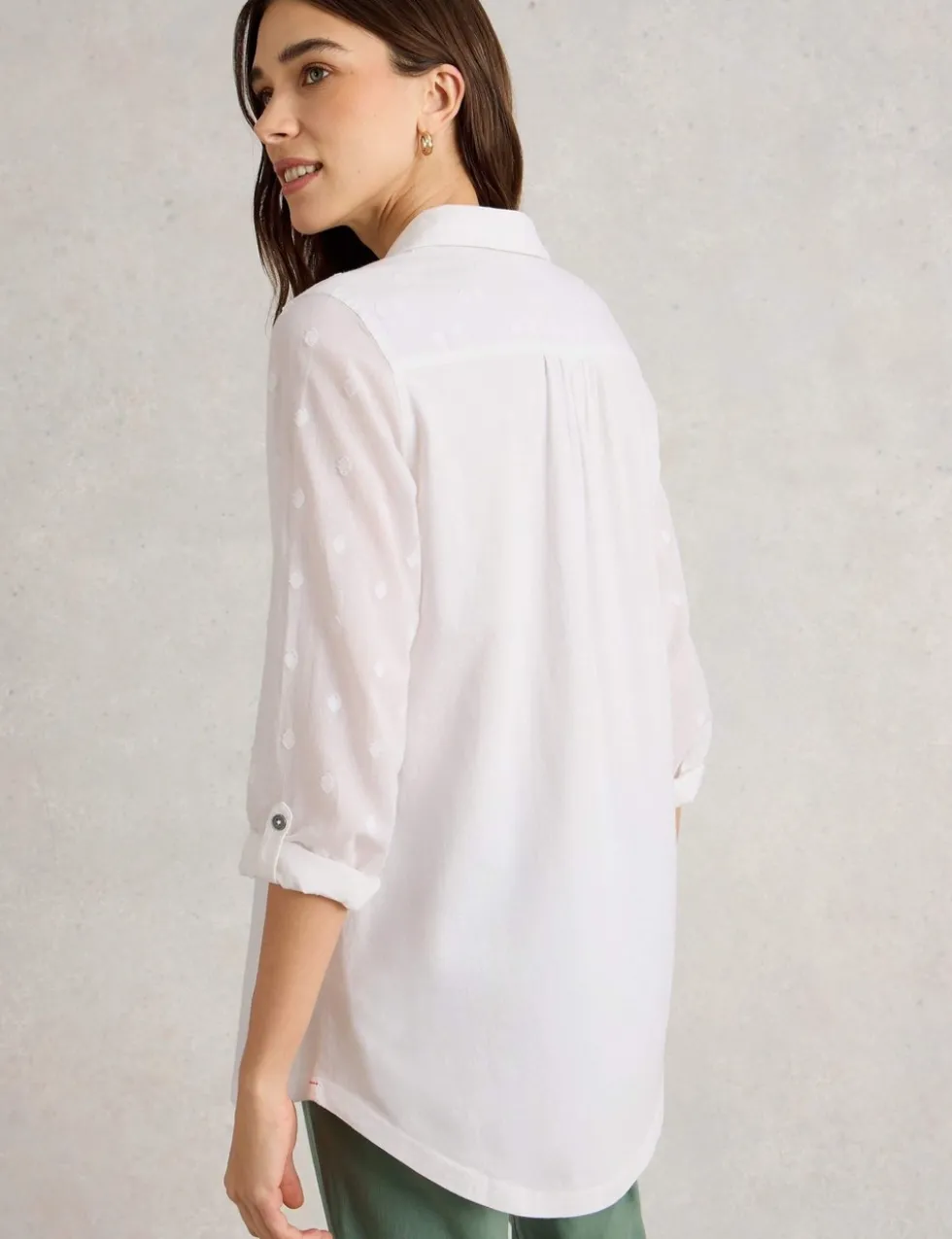 Pure Cotton Collared Longline Shirt