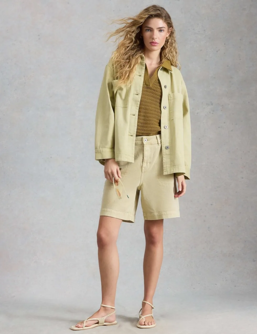 Pure Cotton Collared Shacket