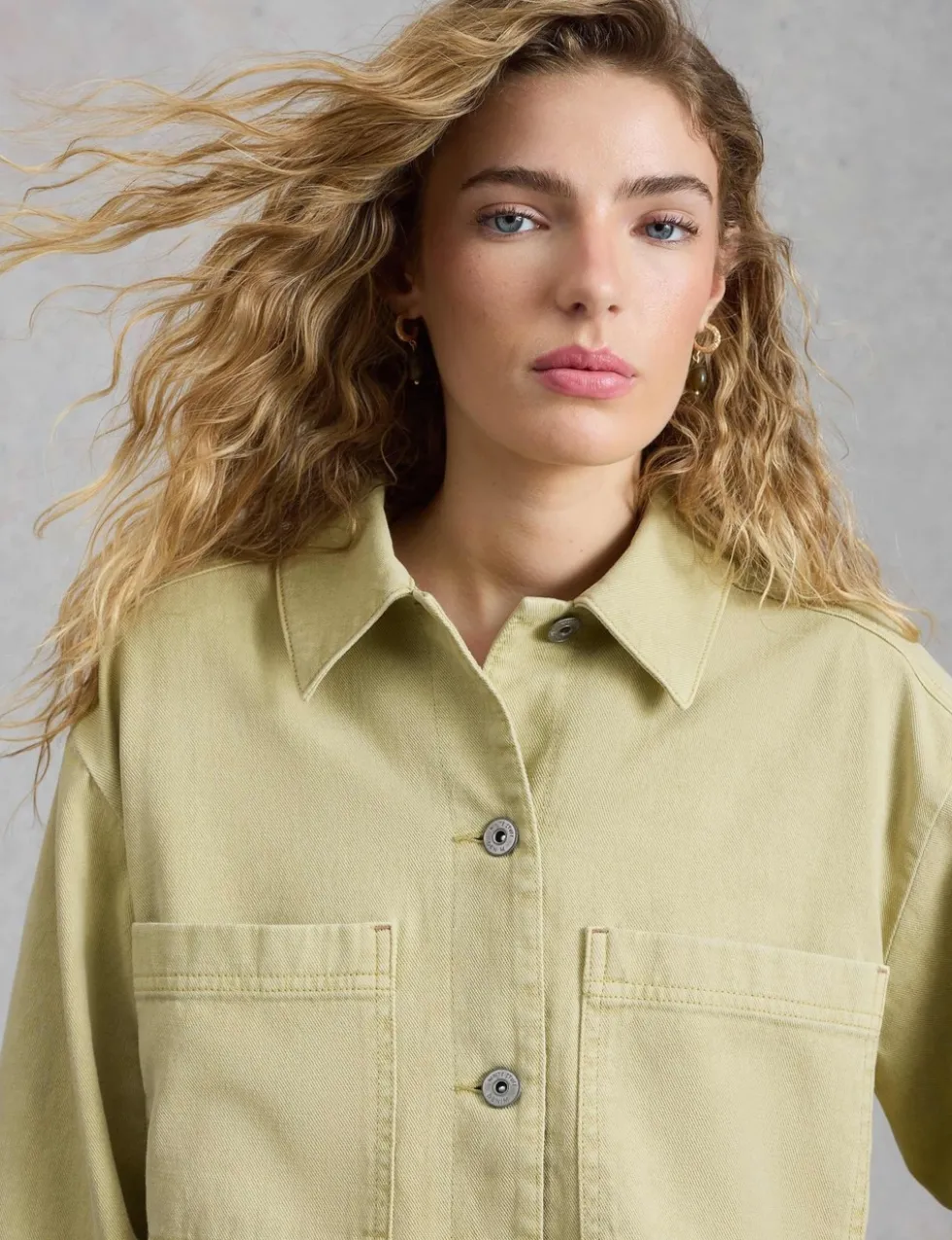 Pure Cotton Collared Shacket