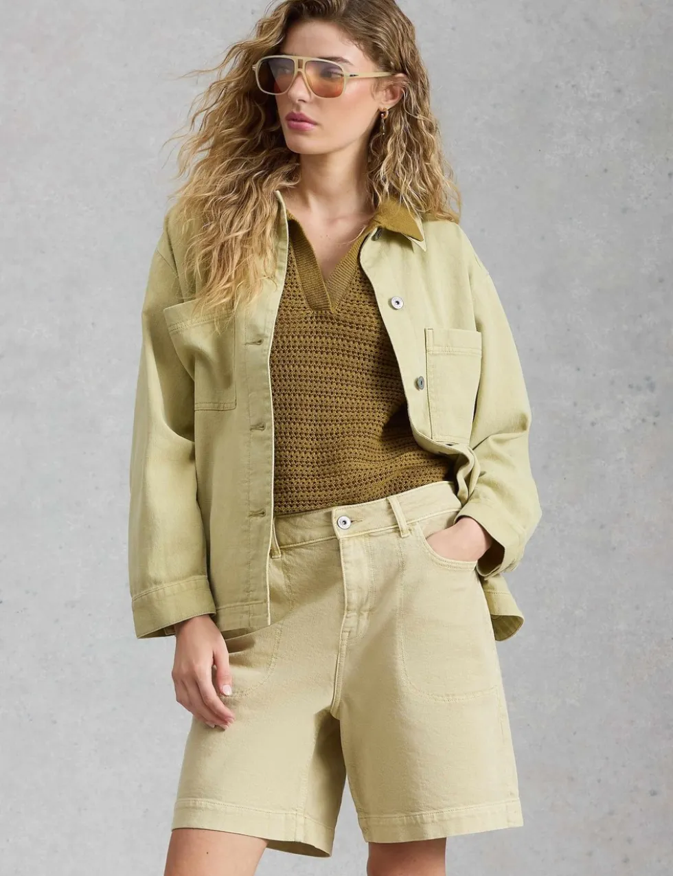 Pure Cotton Collared Shacket
