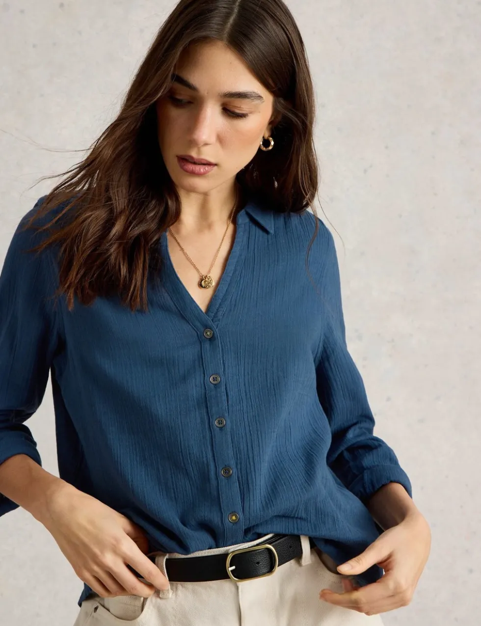 Pure Cotton Collared Shirt