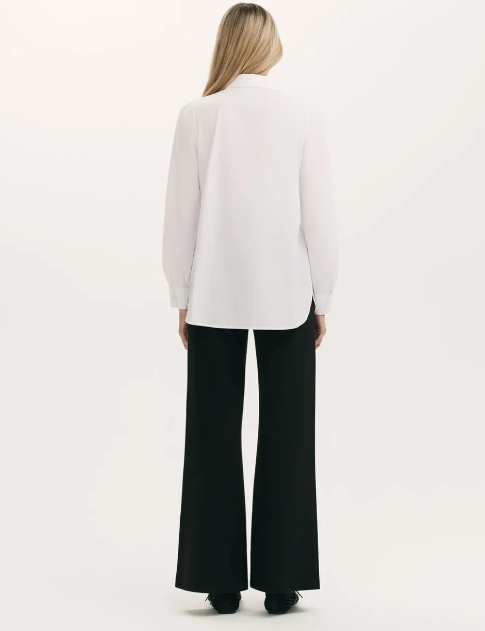 Pure Cotton Collared Shirred Detail Blouson Sleeve Shirt