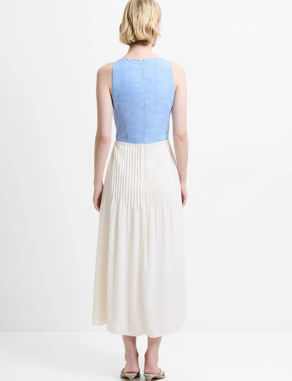 Pure Cotton Colour Block Midi Skater Dress