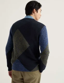 Pure Cotton Colour Block V-Neck Cardigan