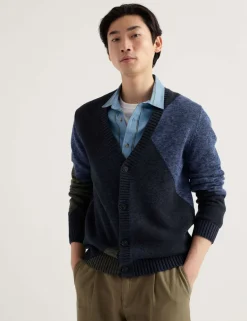 Pure Cotton Colour Block V-Neck Cardigan