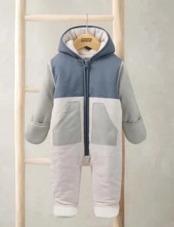 Pure Cotton Colour Block Lightweight Pramsuit (7lbs-12 Mths)