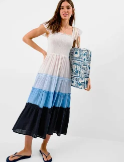 Pure Cotton Colour Block Midaxi Beach Dress