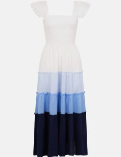 Pure Cotton Colour Block Midaxi Beach Dress