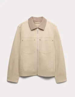 Pure Cotton Contrast Collar Denim Trucker