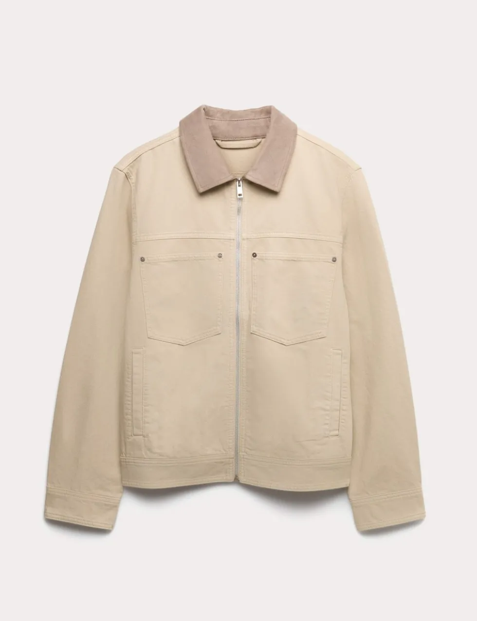 Pure Cotton Contrast Collar Denim Trucker