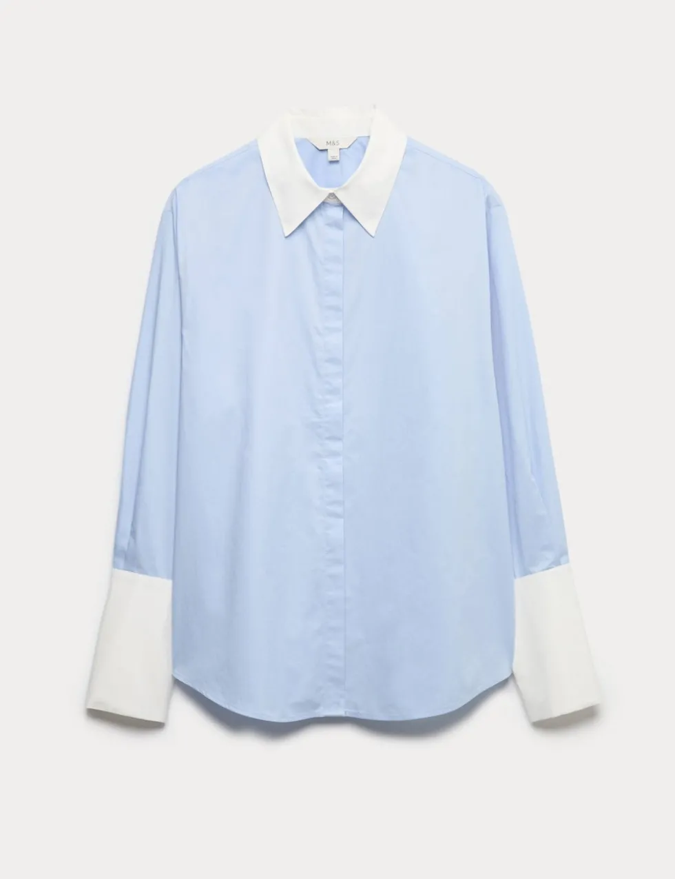 Pure Cotton Contrast Detail Oversized Shirt