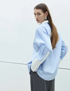 Pure Cotton Contrast Detail Oversized Shirt