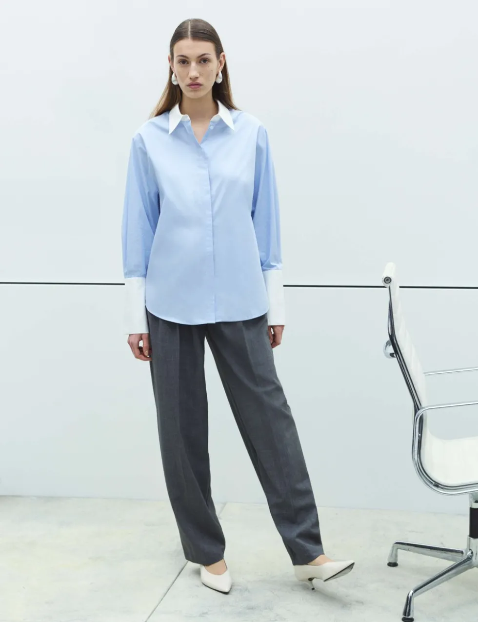 Pure Cotton Contrast Detail Oversized Shirt