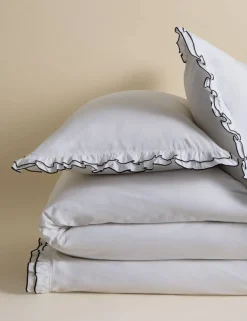 Pure Cotton Contrast Double Ruffle Bedding Set