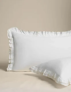Pure Cotton Contrast Double Ruffle Bedding Set