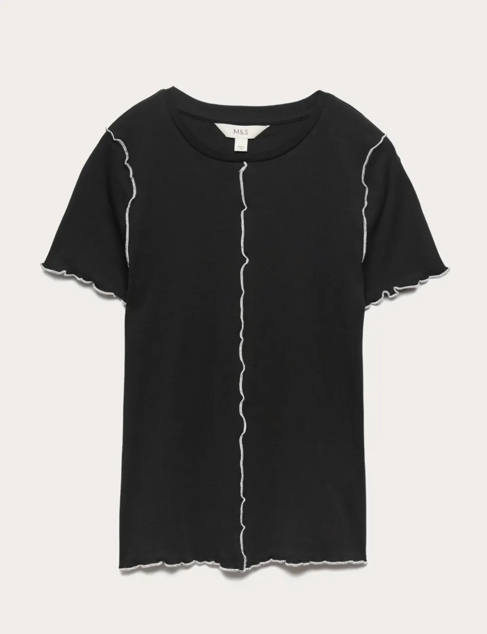 Pure Cotton Contrast Seam T-Shirt