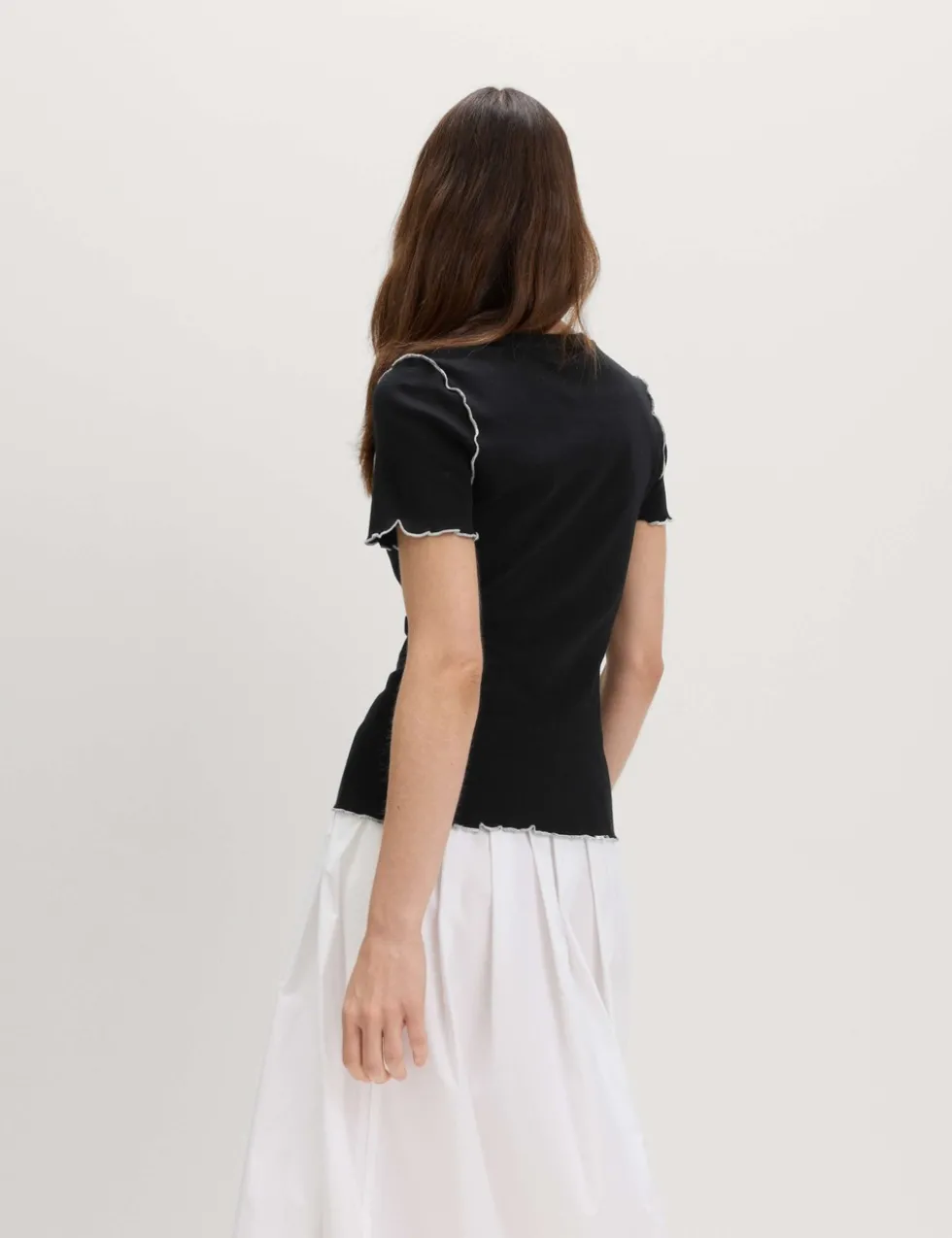 Pure Cotton Contrast Seam T-Shirt