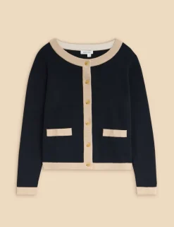 Pure Cotton Contrast Trim Cardigan