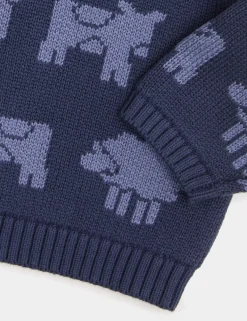 Pure Cotton Cow Motif Knitted Jumper (0-3 Yrs)