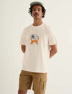 Pure Cotton Crab Graphic Crew Neck T-Shirt