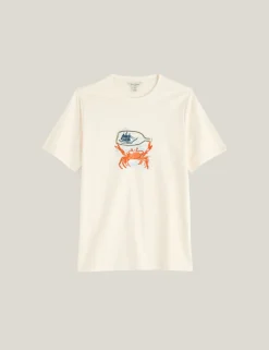 Pure Cotton Crab Graphic Crew Neck T-Shirt