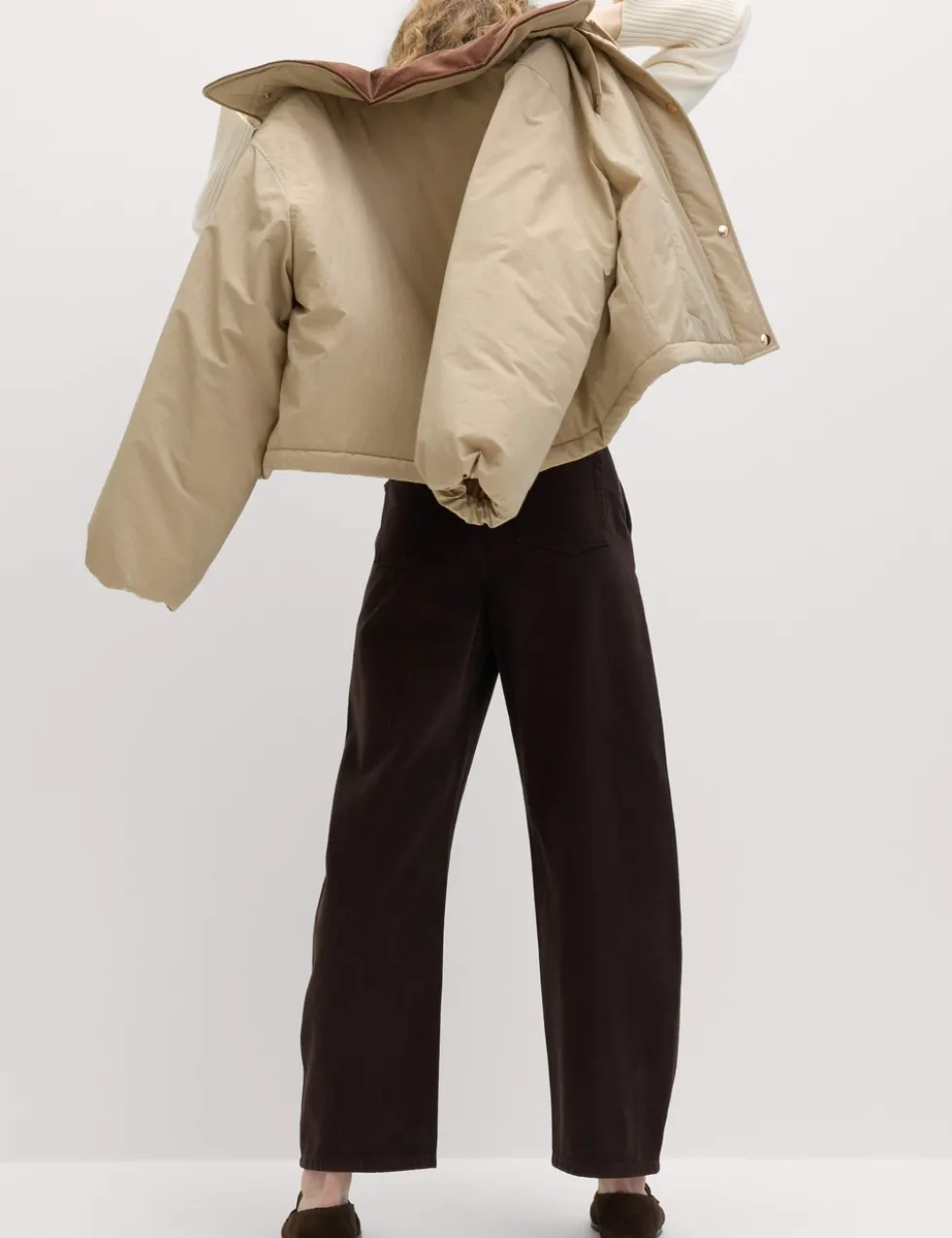 Pure Cotton Crease Front Barrel Leg Trousers