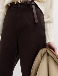 Pure Cotton Crease Front Barrel Leg Trousers
