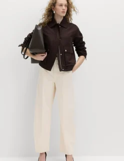 Pure Cotton Crease Front Barrel Leg Trousers
