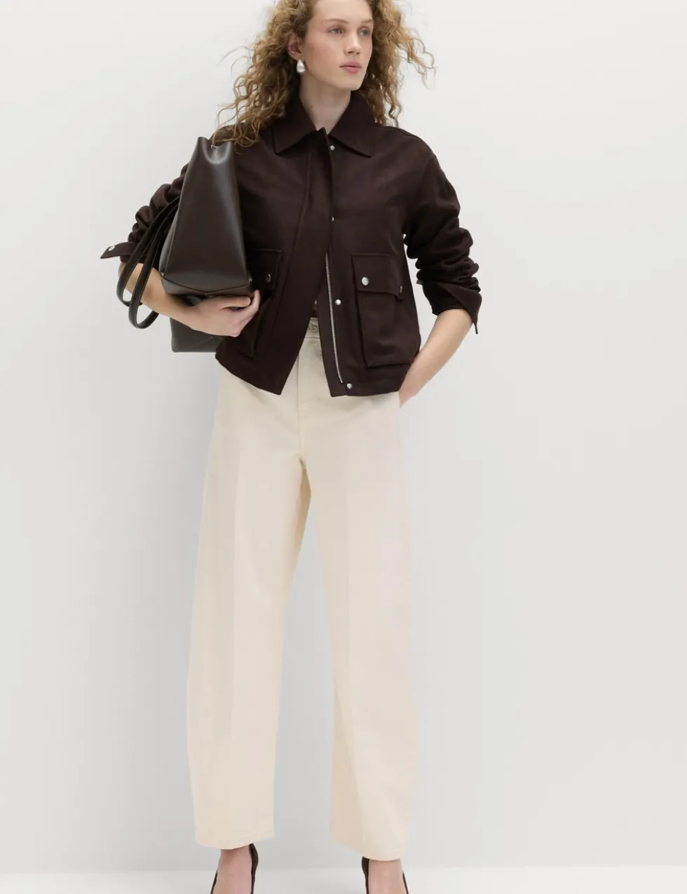 Pure Cotton Crease Front Barrel Leg Trousers