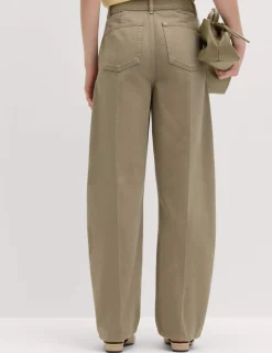 Pure Cotton Crease Front Barrel Leg Trousers