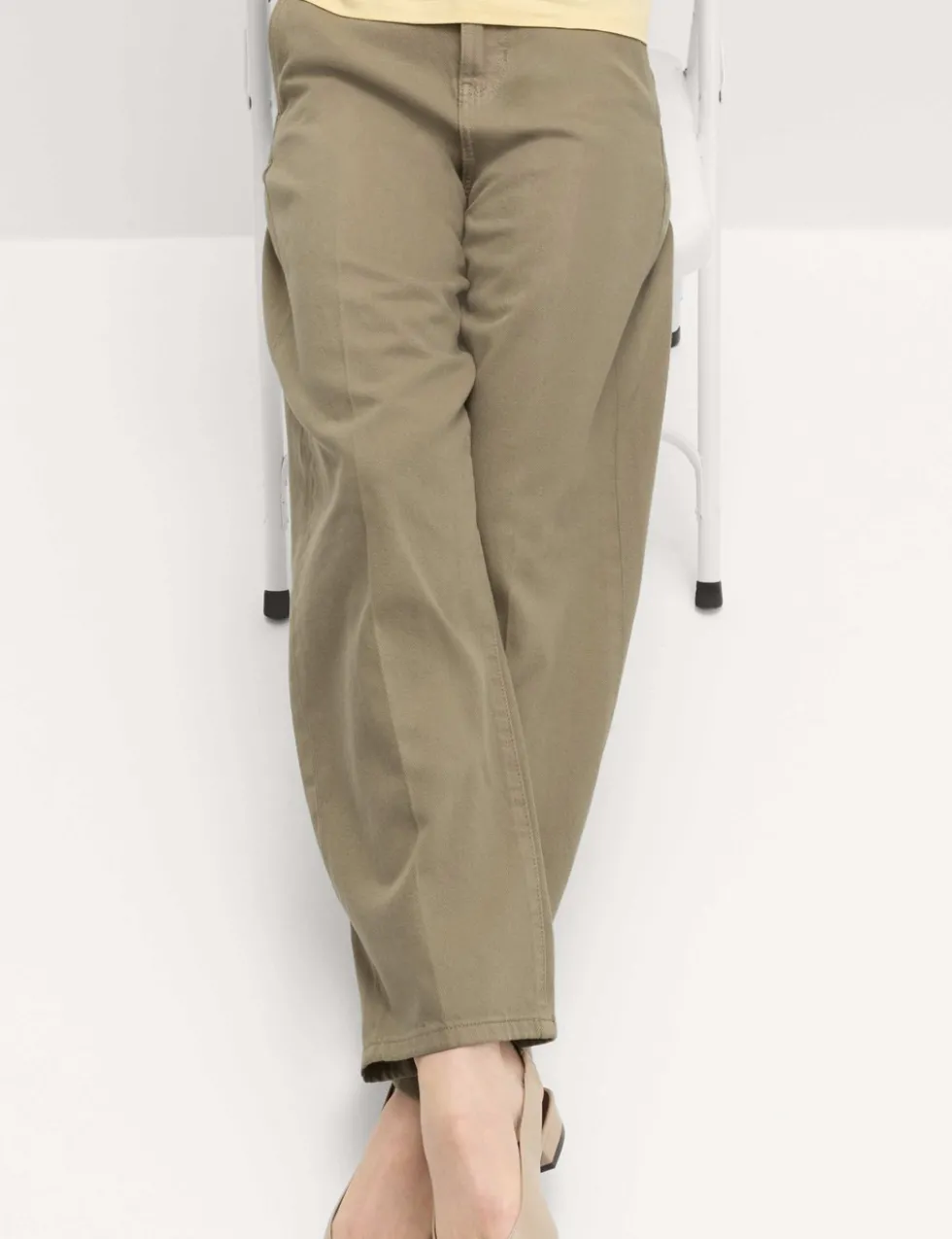 Pure Cotton Crease Front Barrel Leg Trousers